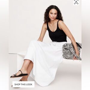 NWOT Banana Republic white COTTON POPLIN MAXI SKIRT